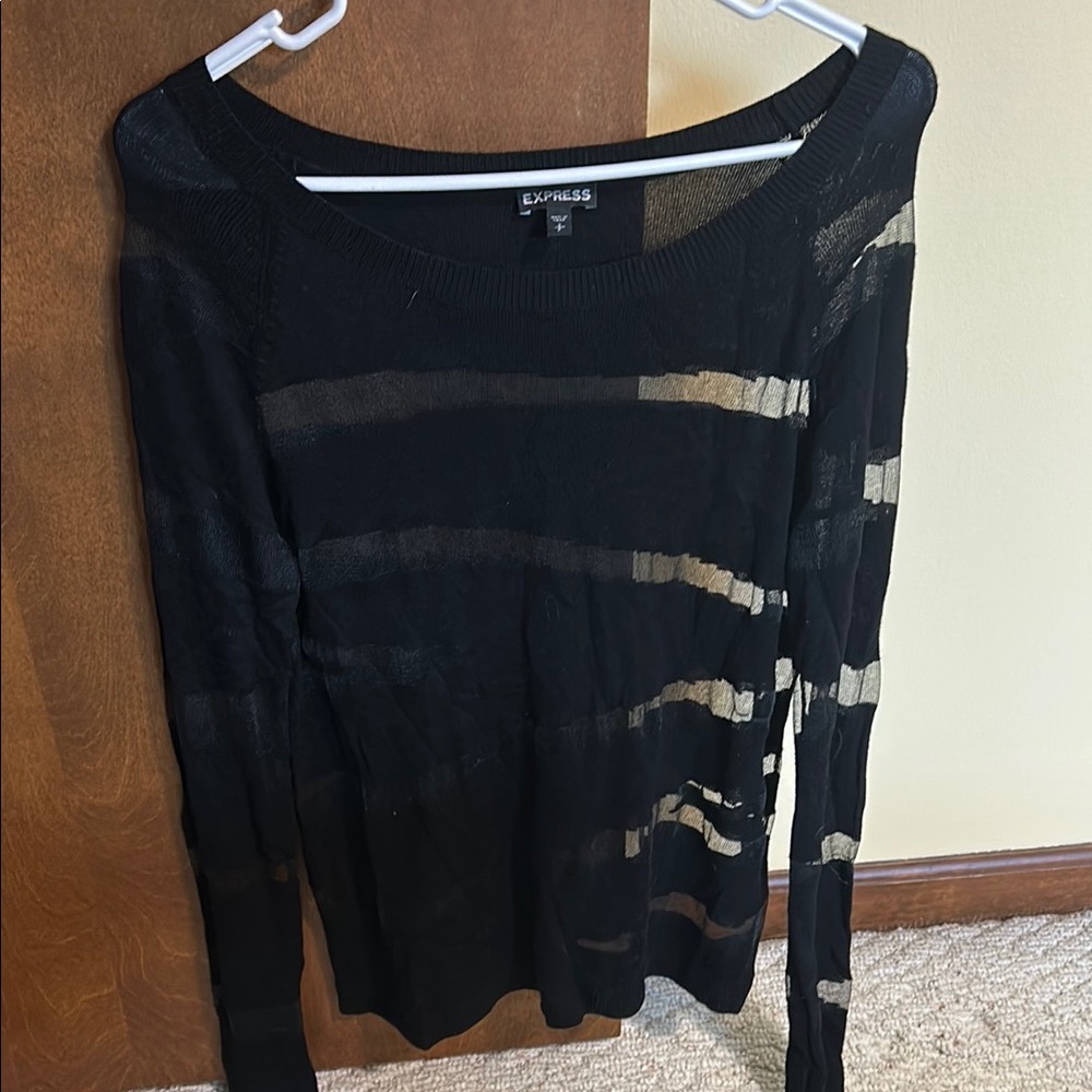 Express Black and Gold Striped Sweater